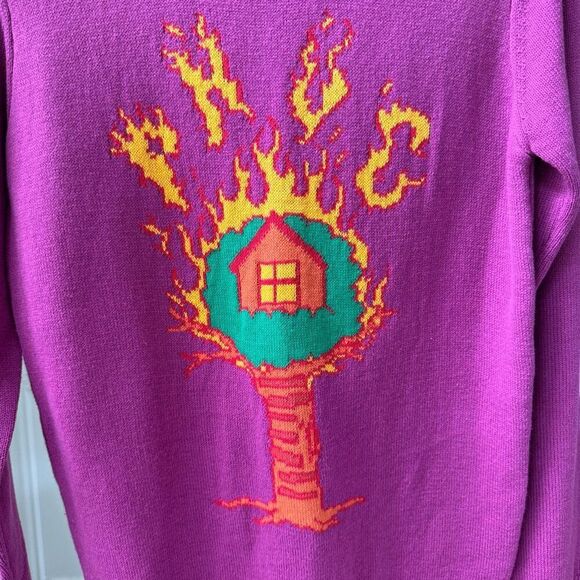 UK Based Phug Burning Treehouse Oversized Sweater Violet $125 Unisex S - Picture 3 of 6